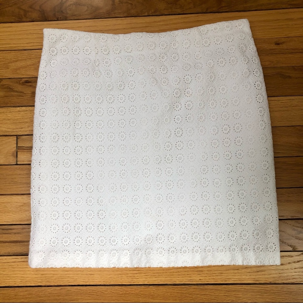 cache white eyelet lace pencil skirt